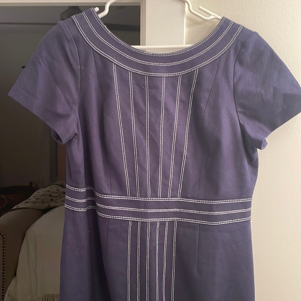 Boden Kitty Navy Textured Short Sleeve Sheath Dress Size 12 Regular NWT